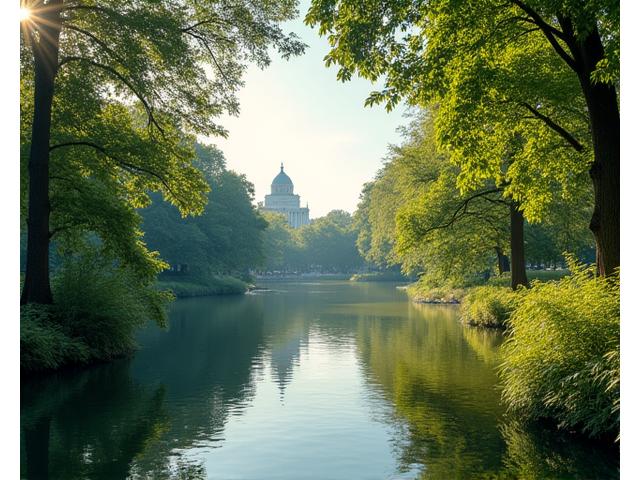 A tranquil view of Nashville's Centennial Park, embodying local nature sounds and peaceful meditation spots.