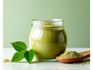 Herbal adaptogen blend powder in a jar